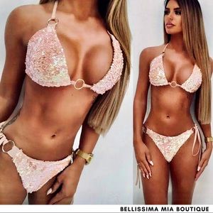50% OFF👇🏻- Soft Pink Sequin Bikini